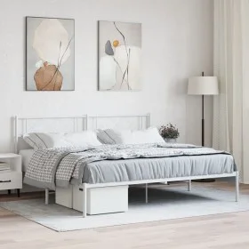 Metal bed frame with white headboard 183x213 cm by , Beds and slatted bases - Ref: Foro24-372331, Price: 97,61 €, Discount: %