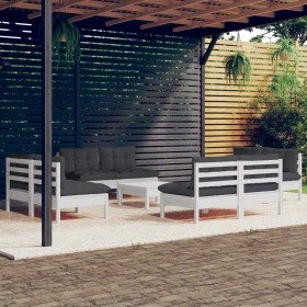 Muebles de jardín 9 pzas con cojines antracita madera de pino en Conjuntos de jardín | Comprar online en Foro24