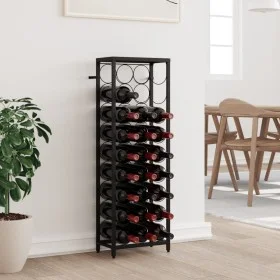 Wine rack for 27 bottles black wrought iron 34x18x100 cm by , Wine racks - Ref: Foro24-358365, Price: 91,22 €, Discount: %
