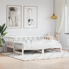Trundle sofa bed solid white pine wood 80x200 cm by , Beds and slatted bases - Ref: Foro24-836208, Price: 186,26 €, Discount: %