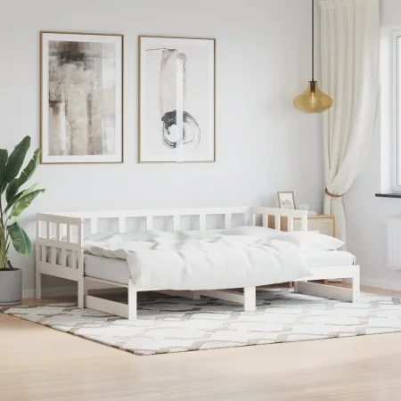 Sofá cama nido madera maciza de pino blanco 80x200 cm de , Camas y somieres - Ref: Foro24-836208, Precio: 183,86 €, Descuento: %