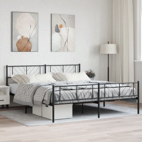Black metal headboard and footboard bed frame 180x200 cm by , Beds and slatted bases - Ref: Foro24-372201, Price: 119,89 €, D...