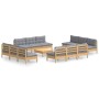 Juego de muebles de jardín 13 pzas y cojines madera pino gris