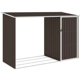 Cobertizo de jardín leña marrón acero galvanizado 245x98x159cm de , Cobertizos - Ref: Foro24-46296, Precio: 153,57 €, Descuen...