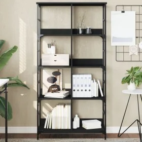 Black engineered wood shelf 78.5x33x153 cm by , Bookcases and shelves - Ref: Foro24-835254, Price: 65,93 €, Discount: %