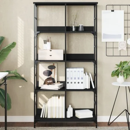 Estantería de madera de ingeniería negra 78,5x33x153 cm de , Librerías y estanterías - Ref: Foro24-835254, Precio: 59,34 €, D...
