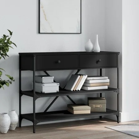 Mesa consola con cajones y estantes madera de ingeniería negro de , Mesas auxiliares - Ref: Foro24-833403, Precio: 101,81 €, ...