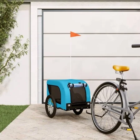 Pet Bicycle Trailer Iron Oxford Cloth Blue Black by , pet strollers - Ref: Foro24-94002, Price: 97,99 €, Discount: %