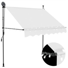 Toldo manual retráctil con LED crema 200 cm Toldo manual retráctil con LED crema 200 cm