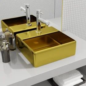 Lavabo con orificio para grifo 38x30x11,5 cm cerámica dorado de , Lavabos - Ref: Foro24-143488, Precio: 76,15 €, Descuento: %