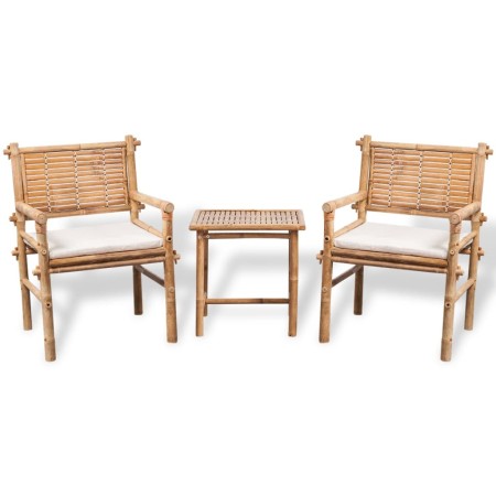 Set Terrassentisch und Stühle 3-teilig mit Bambuskissen von vidaXL, Gartensets - Ref: Foro24-41892, Preis: 206,84 €, Rabatt: %