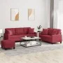 Juego de sofás con cojines 3 piezas cuero sintético rojo tinto de , Sofás - Ref: Foro24-3201396, Precio: 530,03 €, Descuento: %
