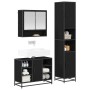 Juego de muebles de baño 3 pcs Roble Negro Madera contrachapada