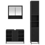 Juego de muebles de baño 3 pcs Roble Negro Madera contrachapada
