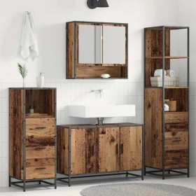Juego de muebles de baño con cajón 4 pcs Madera Vieja