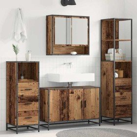 Juego de muebles de baño con cajón 4 pcs Madera Vieja