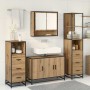Juego de muebles de baño con cajón 4 pcs Roble artesanal