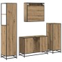 Juego de muebles de baño con cajón 4 pcs Roble artesanal