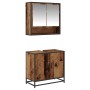 Juego de muebles de baño con estante 2 pcs Madera Vieja