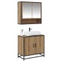 Juego de muebles de baño con estante 2 pcs Roble artesanal