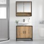 Juego de muebles de baño con estante 2 pcs Roble artesanal