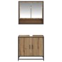 Juego de muebles de baño con estante 2 pcs Roble artesanal
