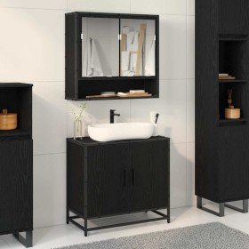 Juego de muebles de baño 2 pcs Roble Negro Madera contrachapada en Muebles de baño | Comprar online en Foro24