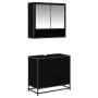 Juego de muebles de baño 2 pcs Roble Negro Madera contrachapada
