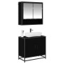Juego de muebles de baño 2 pcs Roble Negro Madera contrachapada