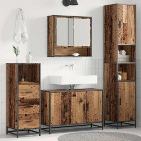 Juego de muebles de baño con estante 3 pcs Madera Vieja en Muebles de baño | Comprar online en Foro24
