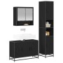 Juego de muebles de baño 3 pcs Roble Negro Madera contrachapada