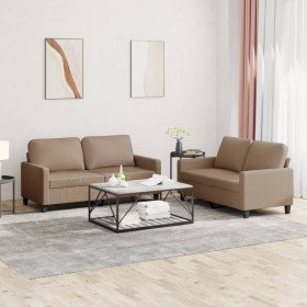 2-teilige Sofagarnitur aus Cappuccino-Kunstleder mit Kissen von , Sofas - Ref: Foro24-3201412, Preis: 393,47 €, Rabatt: %