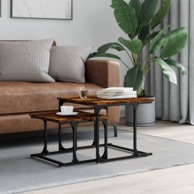 Mesa de centro apilable 2 pzas madera ingeniería roble ahumado de , Mesas de centro - Ref: Foro24-833370, Precio: 42,46 €, De...