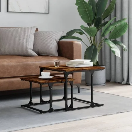 Stapelbarer Couchtisch, 2-teilig, Holzwerkstoff, geräucherte Eiche von , Couchtisch - Ref: Foro24-833370, Preis: 41,93 €, Rab...