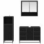 Juego de muebles de baño 3 pcs Roble Negro Madera contrachapada