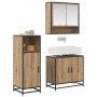 Juego de muebles de baño con estante 3 pcs Roble artesanal