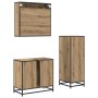Juego de muebles de baño con estante 3 pcs Roble artesanal