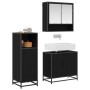 Juego de muebles de baño 3 pcs Roble Negro Madera contrachapada