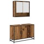 Juego de muebles de baño con estante 2 pcs Madera Vieja
