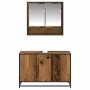 Juego de muebles de baño con estante 2 pcs Madera Vieja