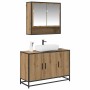 Juego de muebles de baño con estante 2 pcs Roble artesanal