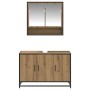 Juego de muebles de baño con estante 2 pcs Roble artesanal