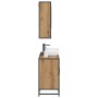 Juego de muebles de baño con estante 2 pcs Roble artesanal