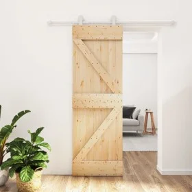 Schiebetür mit Beschlägen aus massivem Kiefernholz 70x210 cm von , Türen - Ref: Foro24-3203082, Preis: 196,81 €, Rabatt: %