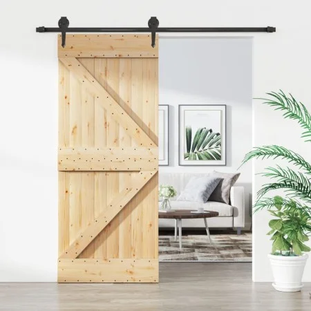 Puerta corredera con herrajes madera maciza de pino 85x210 cm de , Puertas - Ref: Foro24-3203198, Precio: 170,57 €, Descuento: %