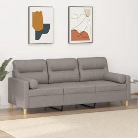 Sofá de 3 plazas con cojines tela gris taupe 180 cm de , Sofás - Ref: Foro24-3200836, Precio: 268,27 €, Descuento: %