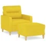 Armchair with light yellow fabric footstool 60 cm by , Sofas - Ref: Foro24-3201070, Price: 171,94 €, Discount: %