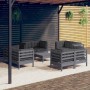 Muebles de jardín 9 pzas con cojines antracita madera de pino