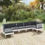 8 Stk. Gartenmöbel mit Kissen aus weißem Kiefernholz von , Gartensets - Ref: Foro24-3096551, Preis: 579,60 €, Rabatt: %