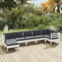 8 Stk. Gartenmöbel mit Kissen aus weißem Kiefernholz von , Gartensets - Ref: Foro24-3096551, Preis: 587,02 €, Rabatt: %